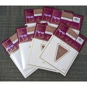 7 Pairs Hanes Silk Reflections Pantyhose Little Color CD Silky Sheer Reinforced